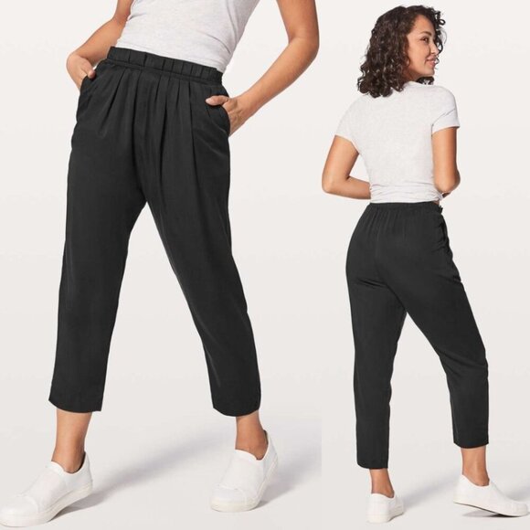 Lululemon Black 100% Tencel Can You Fell The Pleat Ankle Pants - Picture 1 of 7